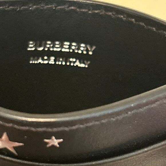 Burberry TB Leather Card Holder Wallet Black Silver Stars Celestial Glam Evening - Picture 7 of 12